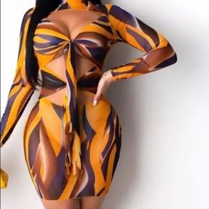 Mesh three way tie dress